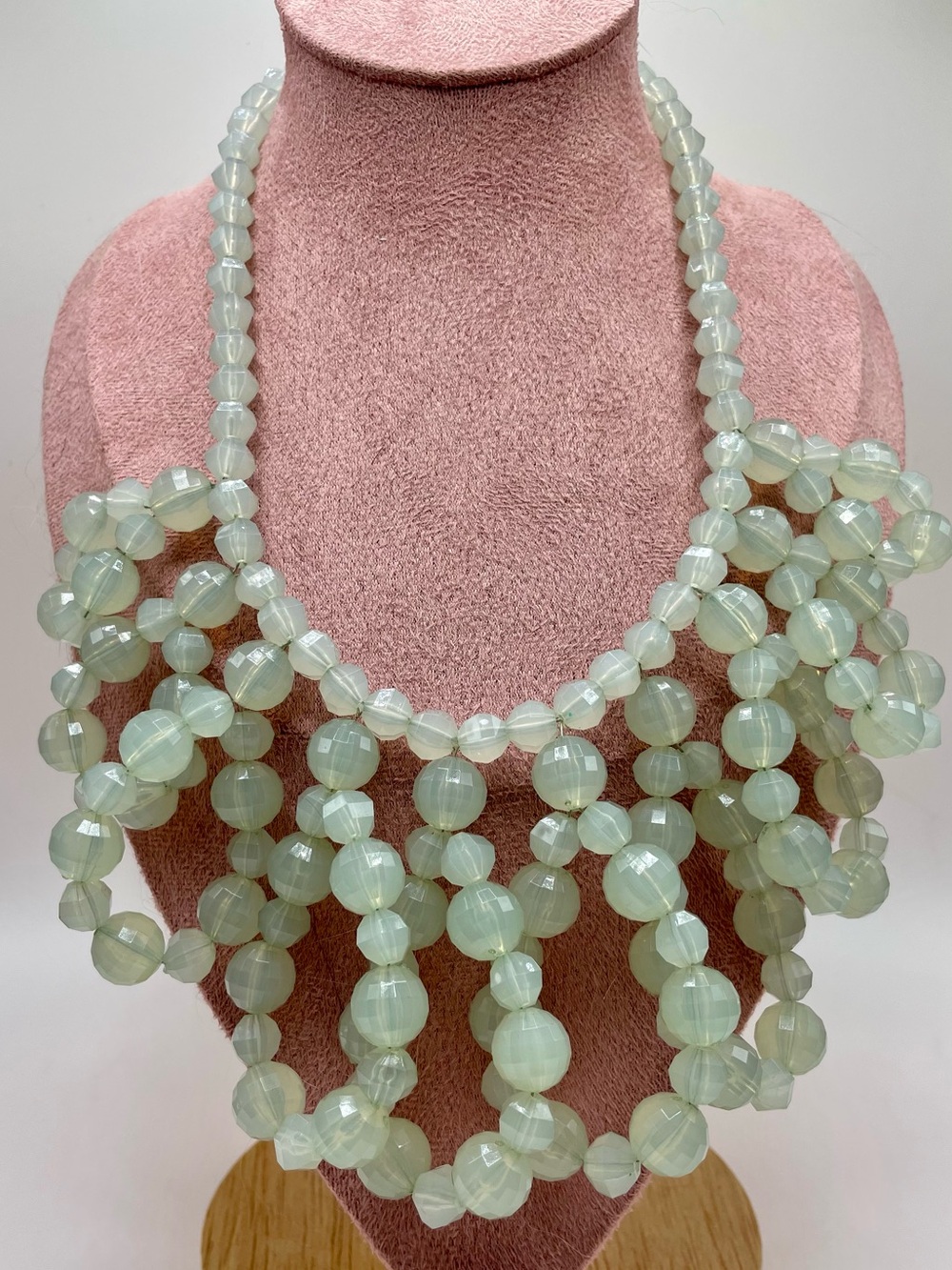 Pale Mint Green Beaded Statement Necklace - Picture 5 of 6
